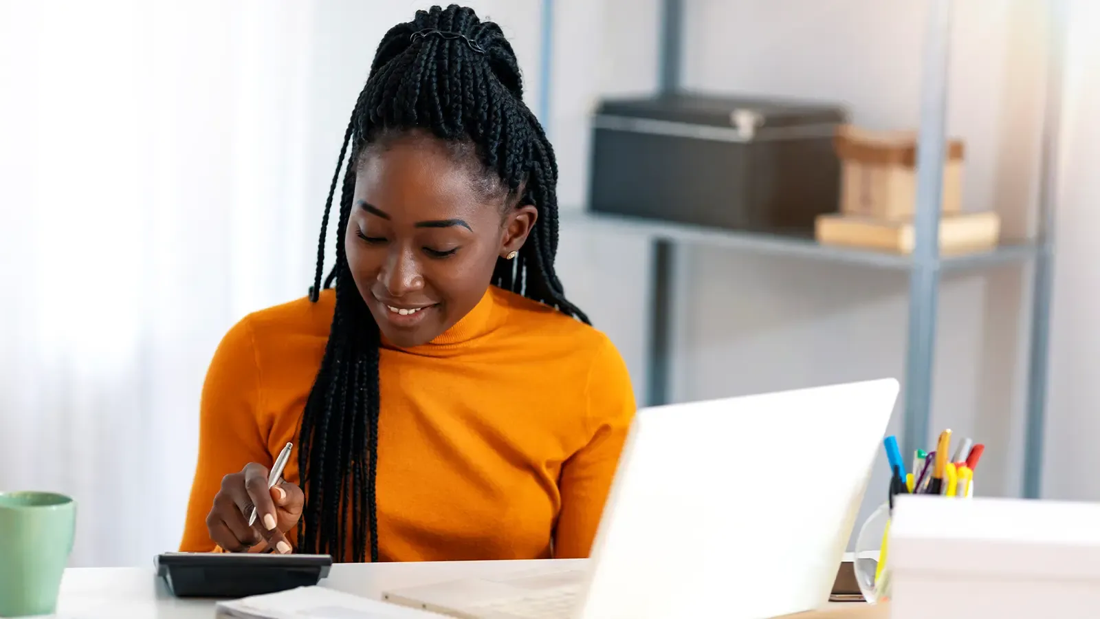 Woman working on finances