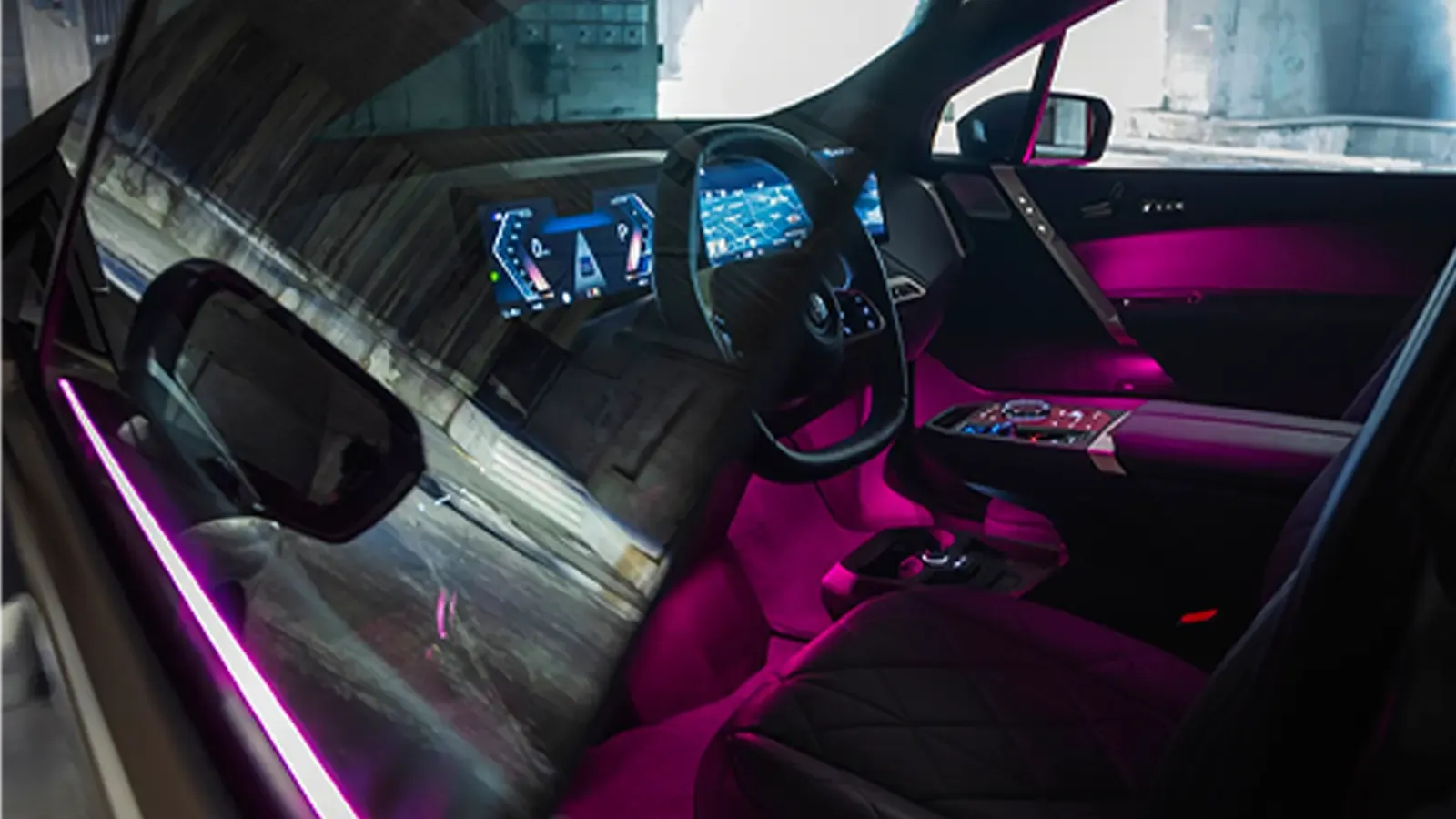 2023 BMW ix M60 interior lighting in pink