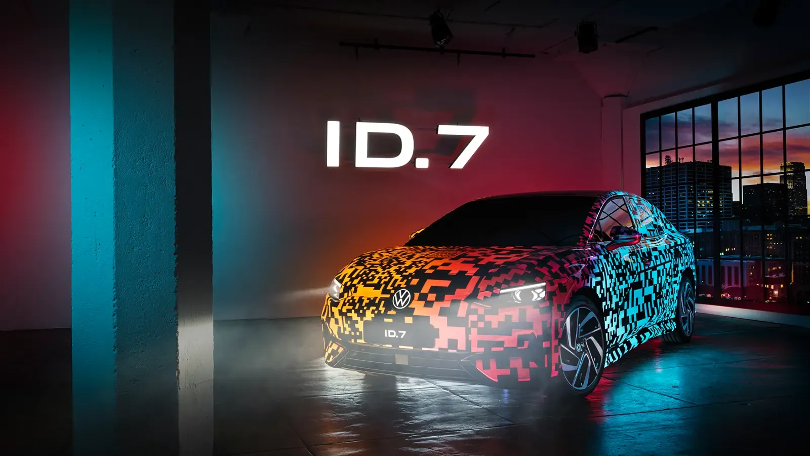 ID.7 concept car on showroom floor