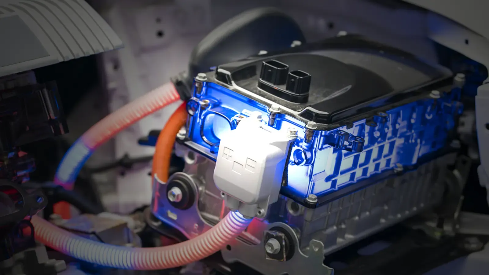close up picture of EV battery.