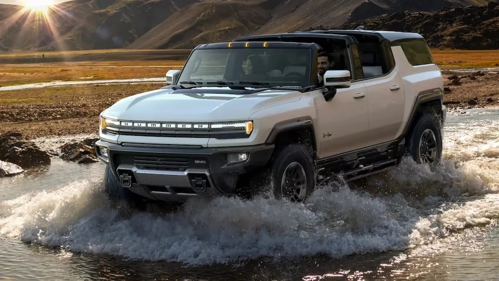 Hummer driving through water