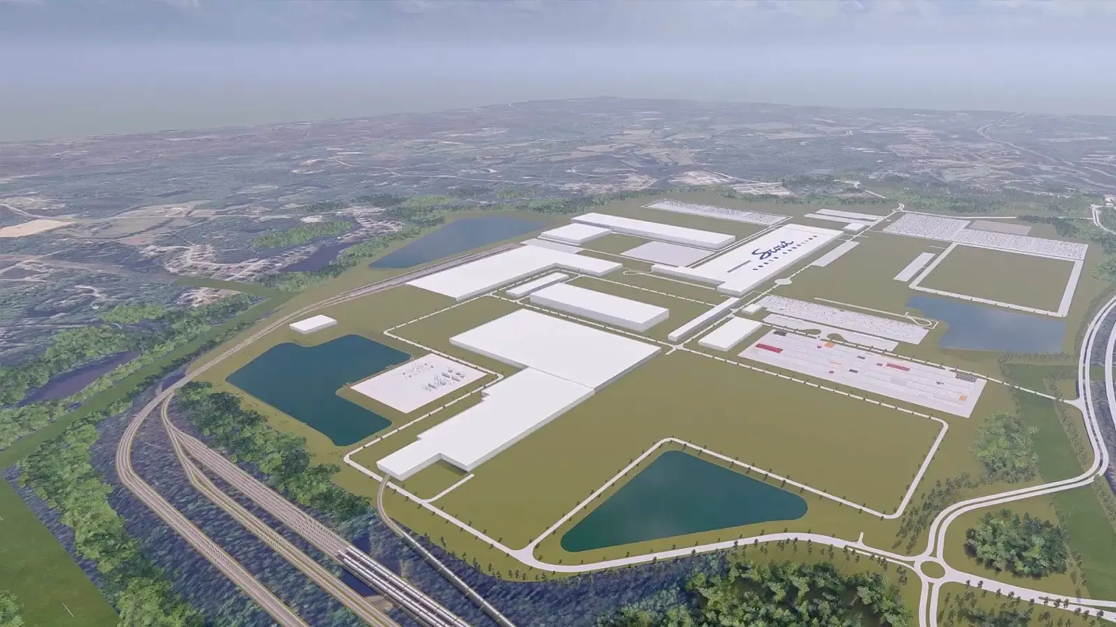 A large aerial view of Scout EV SC factory
