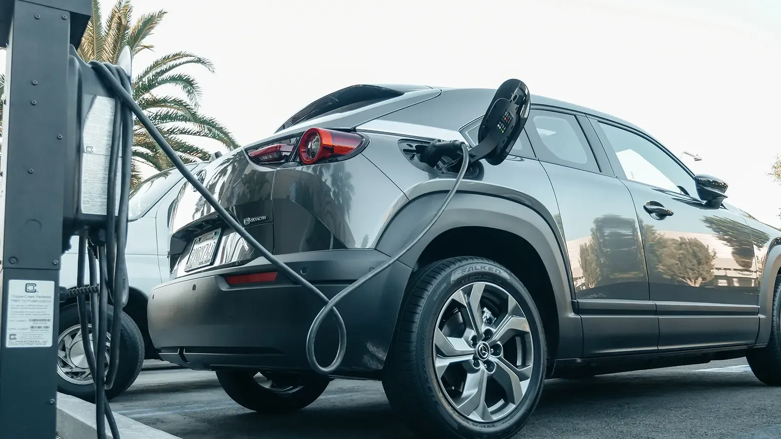 car charging at ev charging station