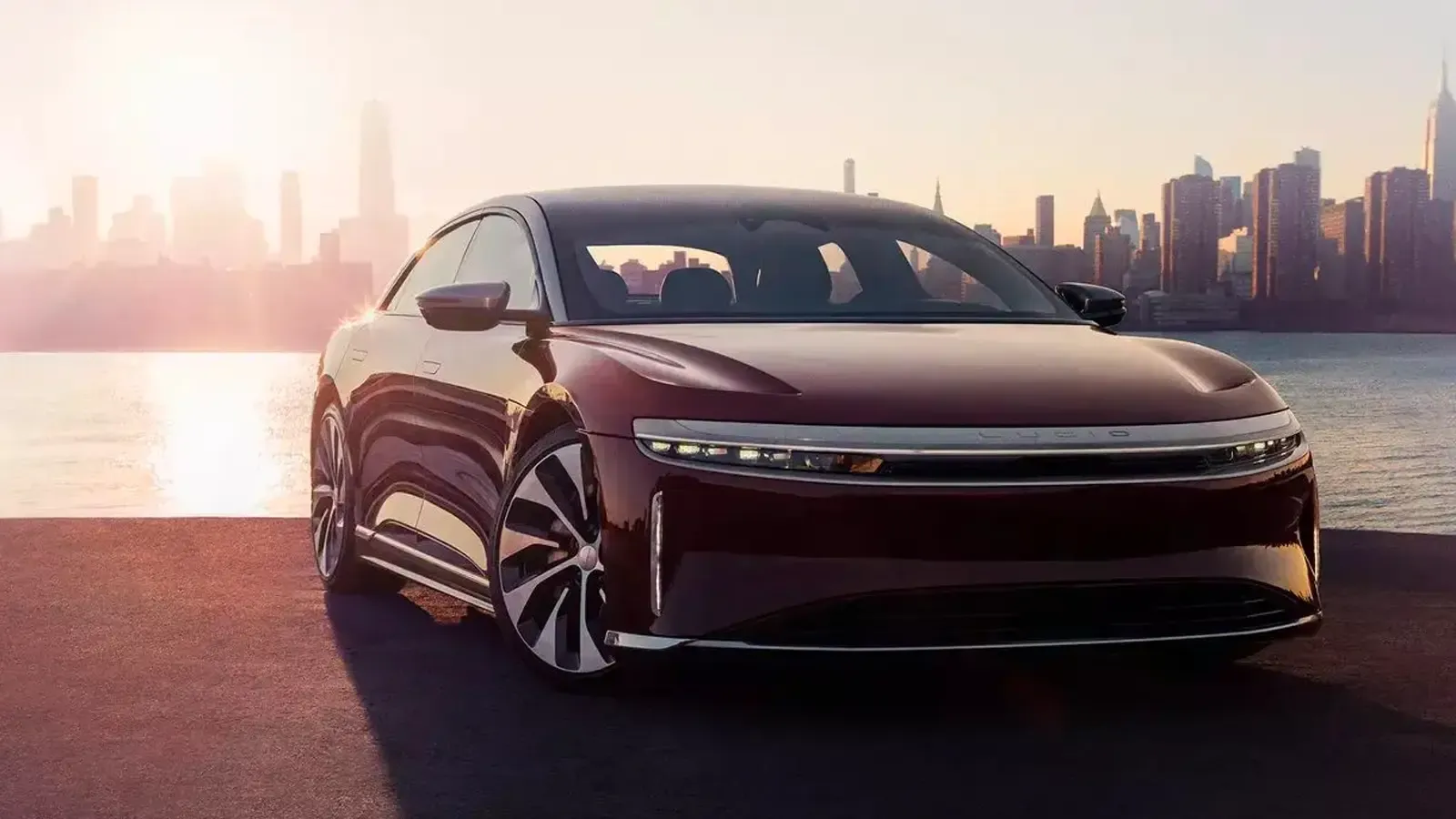 Exterior view of Lucid Air by cityscape