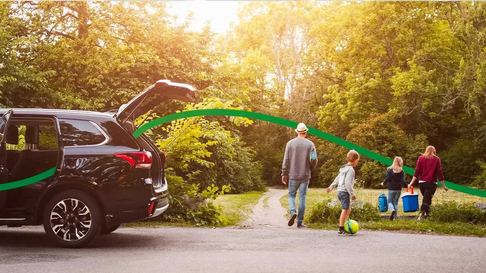 Family With Electric Car