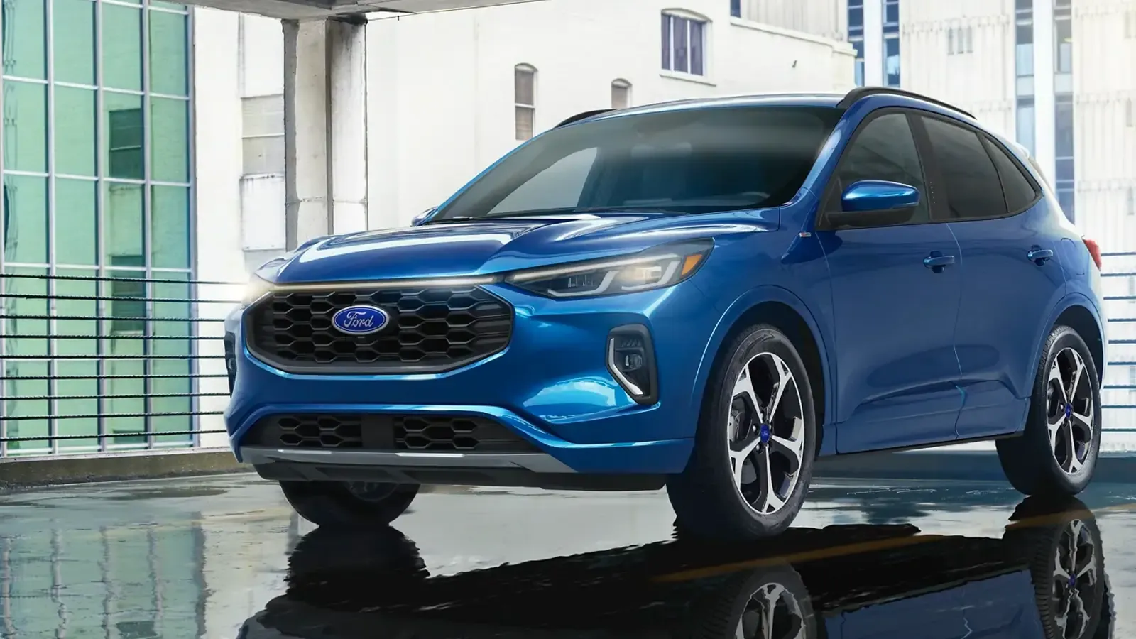Ford Escape PHEV in blue exterior shot and front view