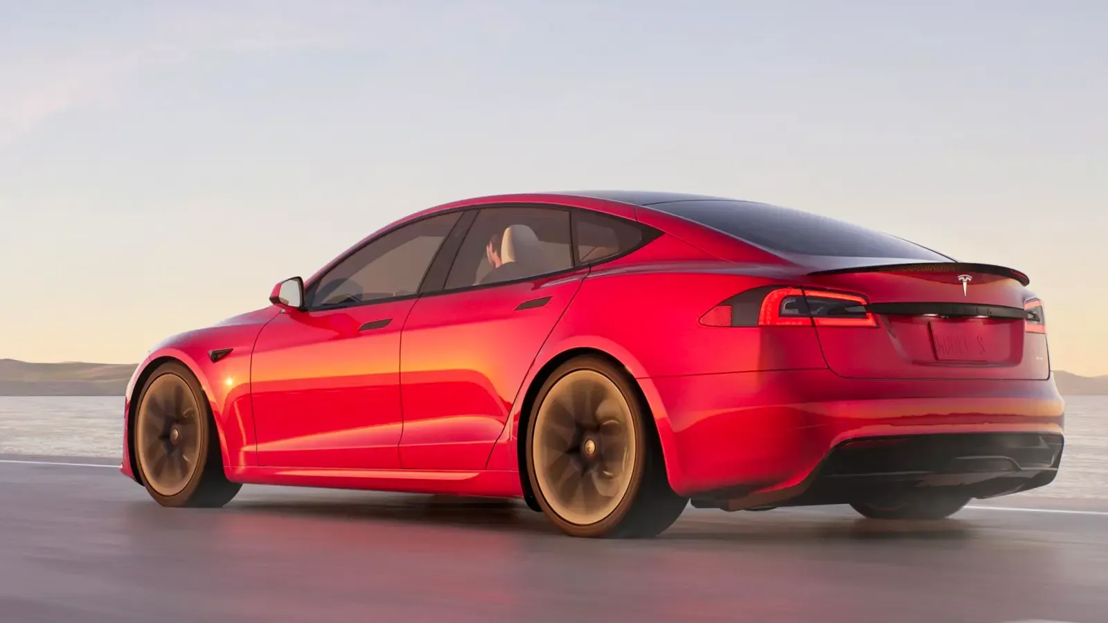 Tesla Model S Long Range in driving on the road