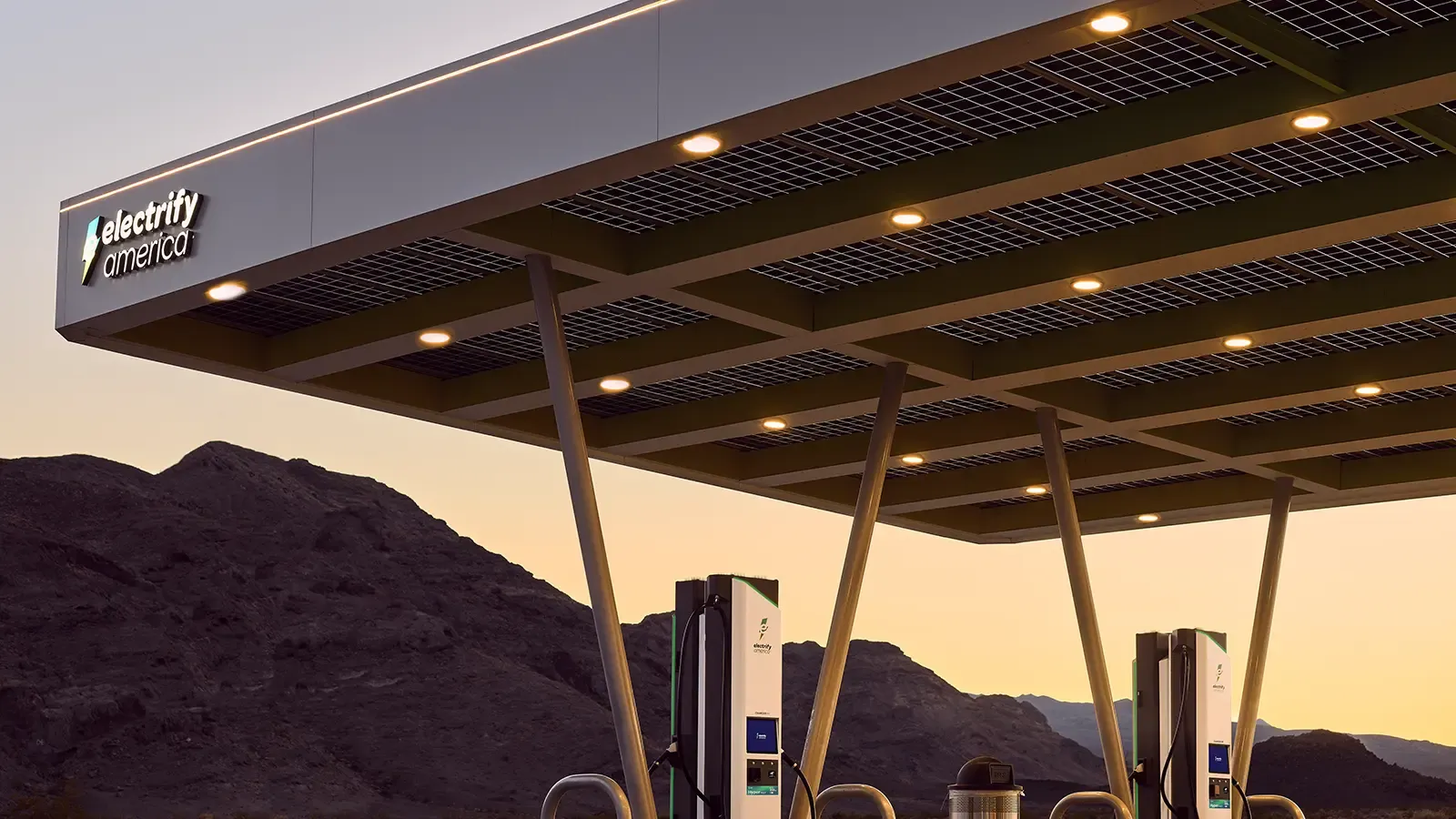 Electrify America charging station by the mountains