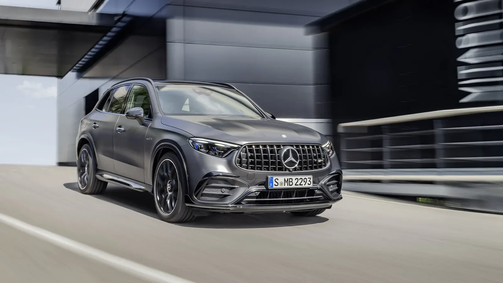 Mercedes-Benz AMG GLC 63 in matte black driving
