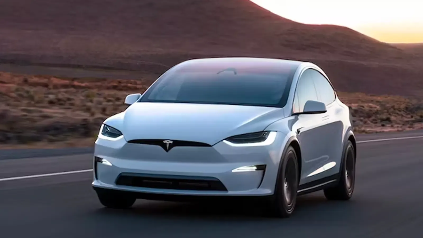 Tesla Model X driving on the road