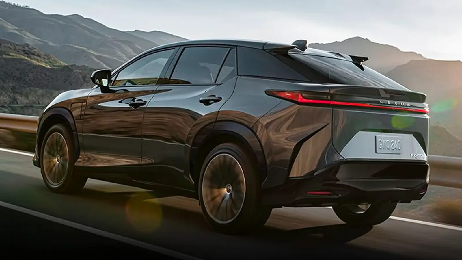 Lexus RZ 450e driving on a mountain
