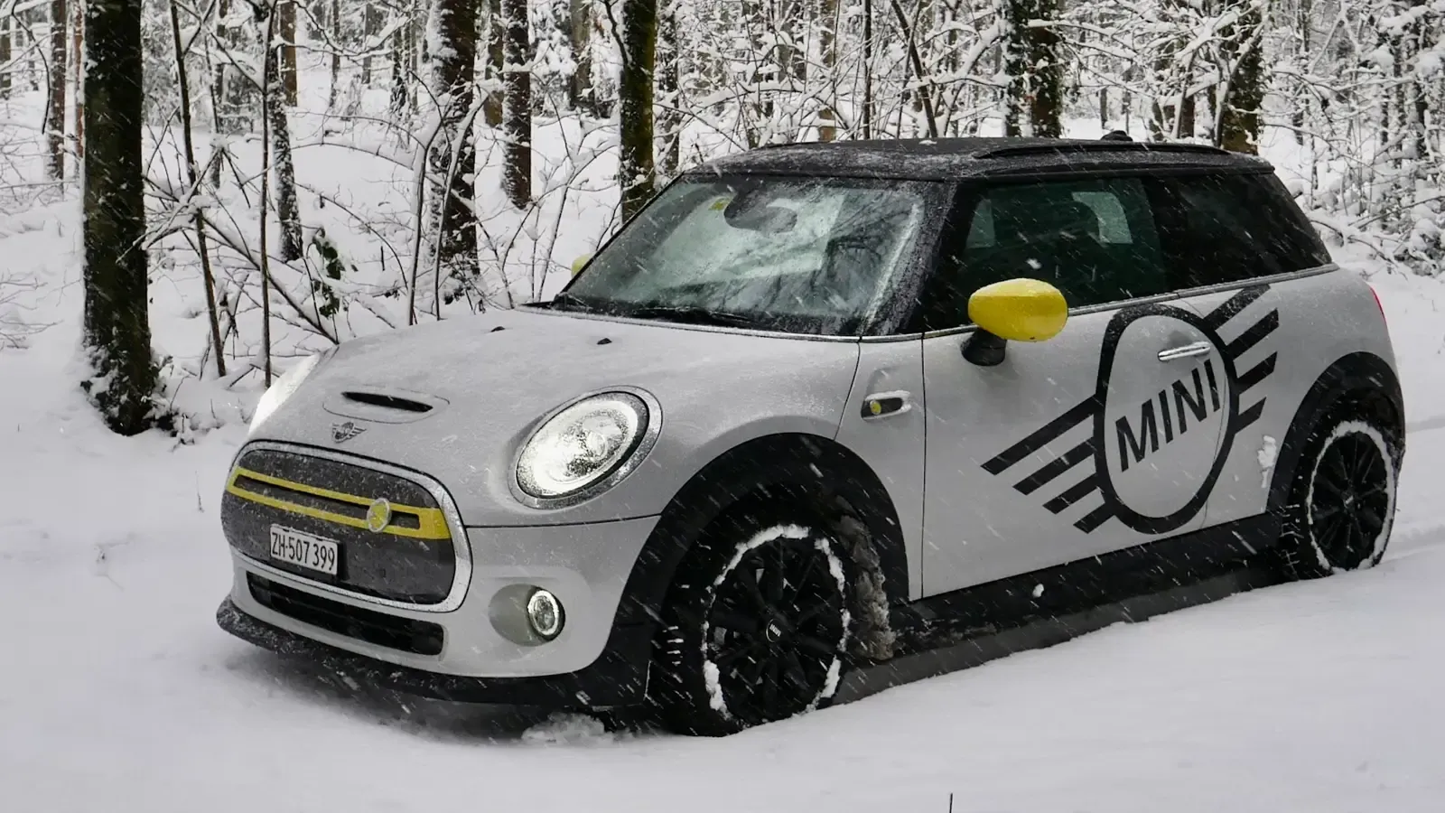 Mini Electric in a snow