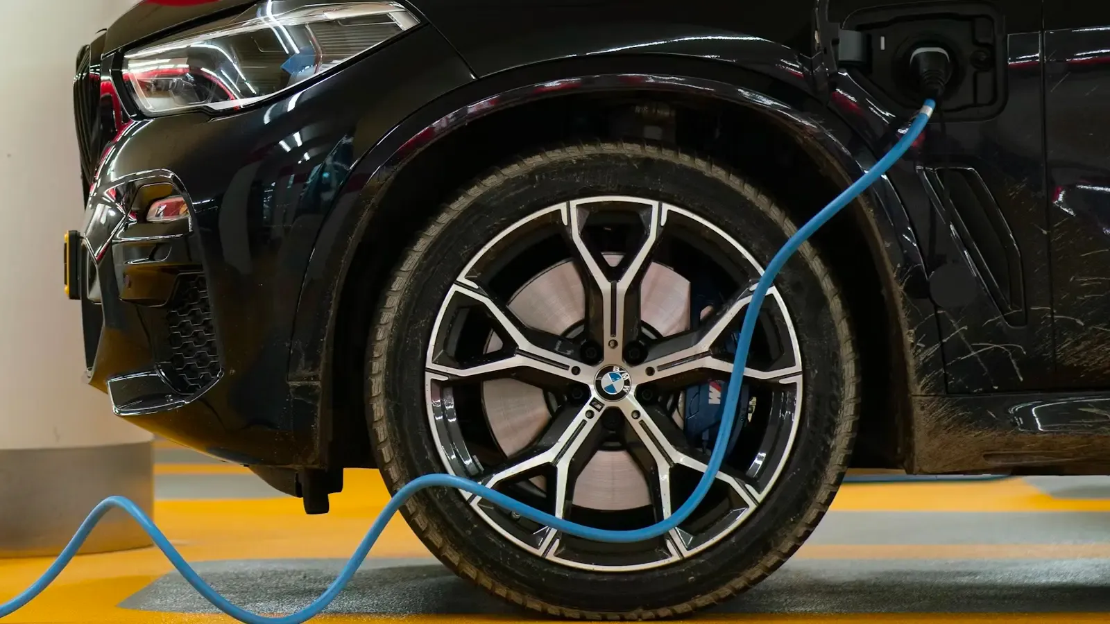 Close up of an Electric car tire