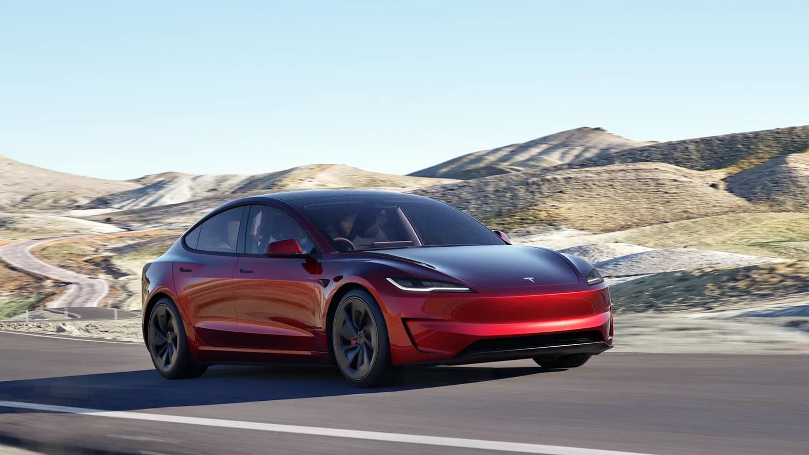 Tesla Model 3 on highway