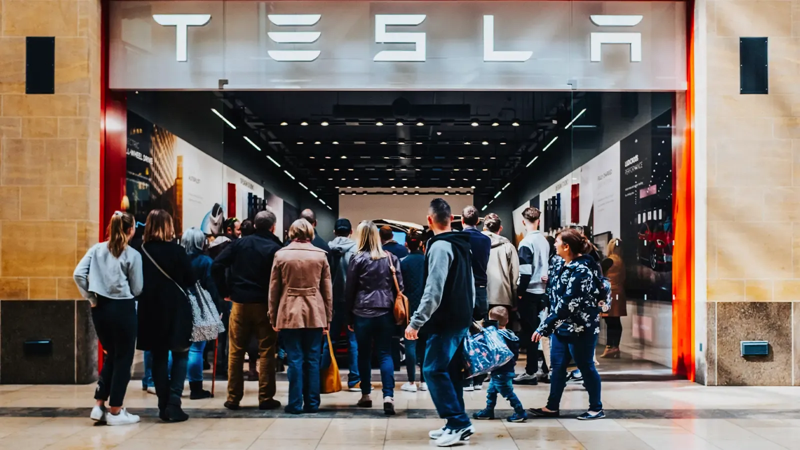 outside shot of a Tesla store