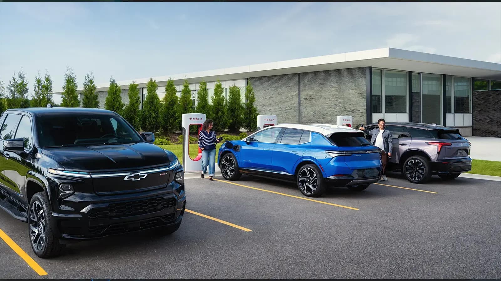 GM vehicles at Tesla Charging Station