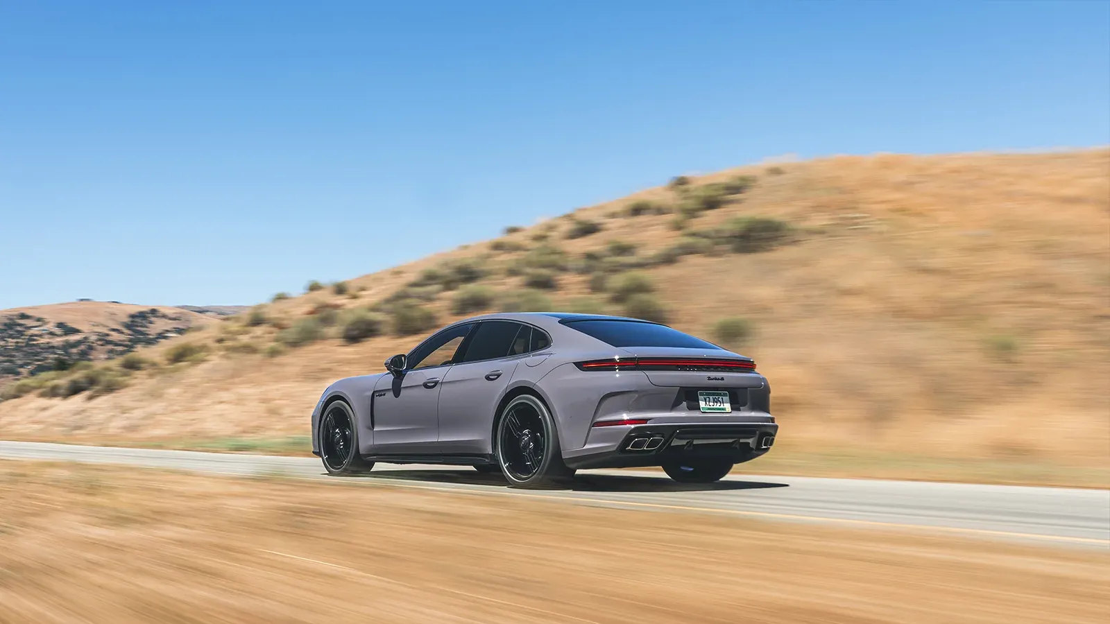 grey Panamera Turbo S E-Hybrid driving