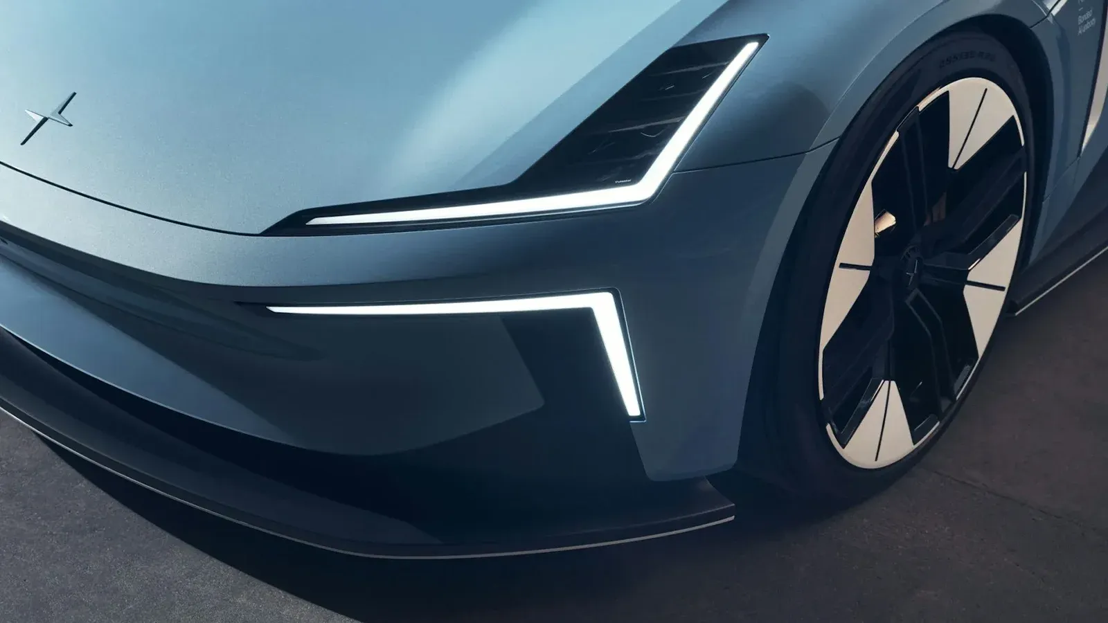 close up of Polestar 6 headlights