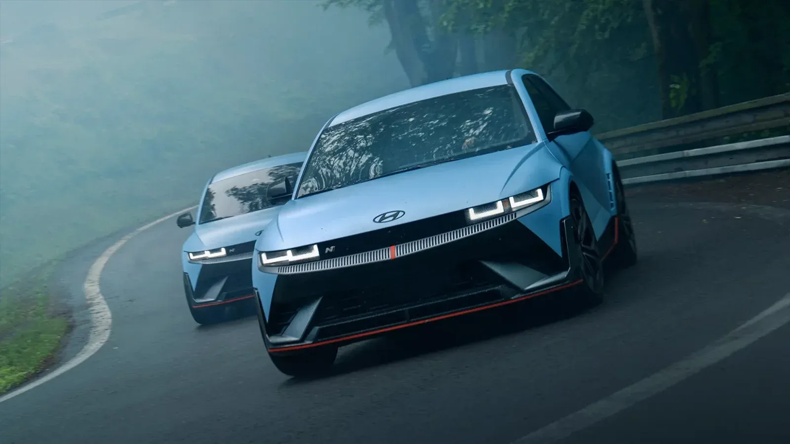 two blue Hyundai Ioniq 5 N