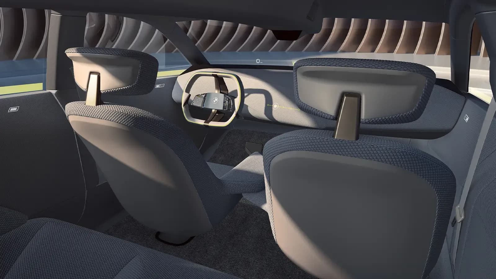 Digital rendering o the BMW i Vision Dee interiro