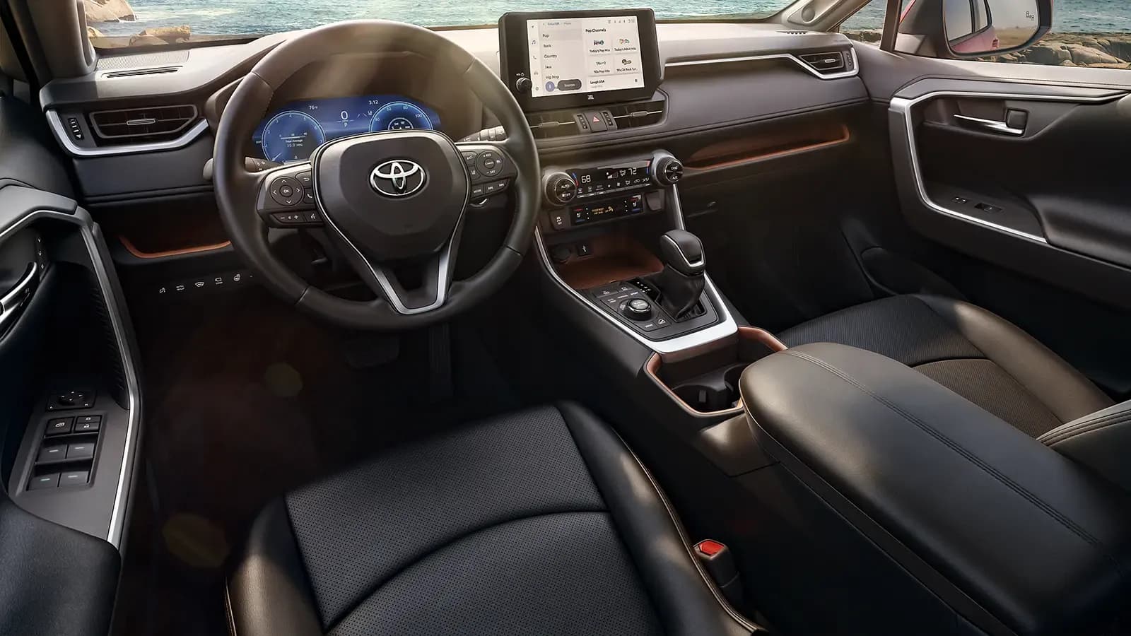 interior driver side view of a white 2005 Toyota rav4.