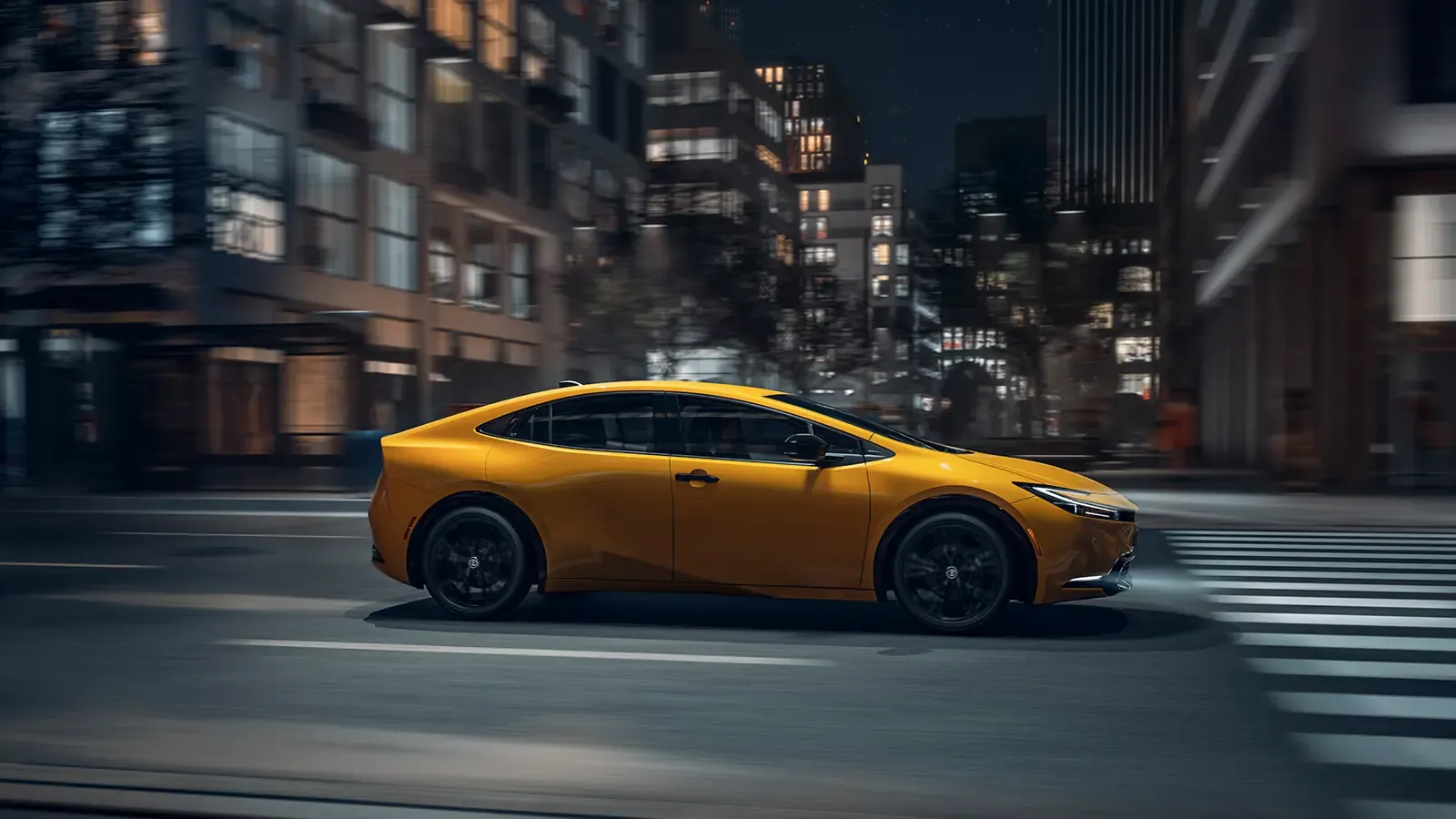 A yellow 2025 Toyota Pruis