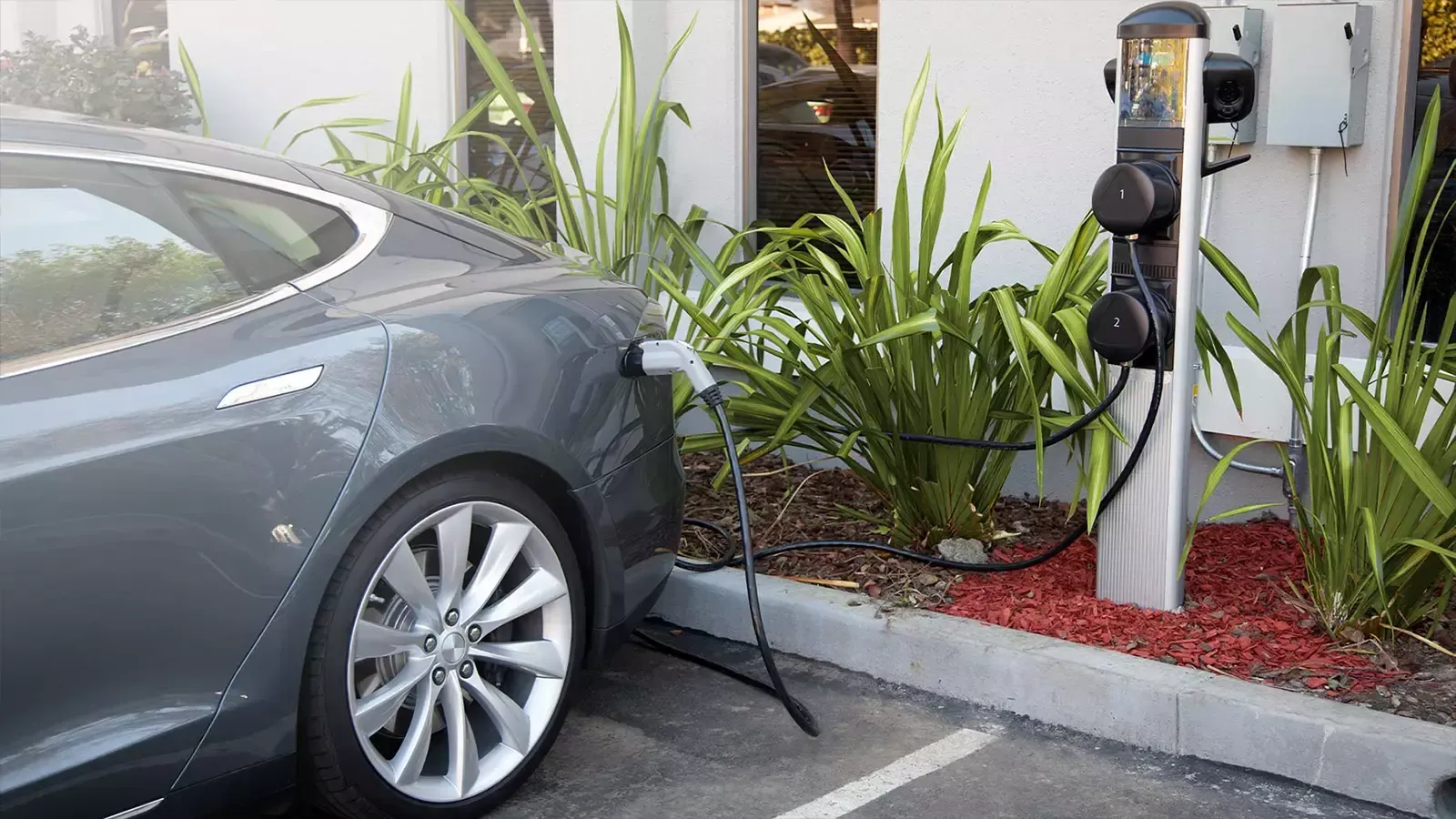 A EV Charging Station in a public space