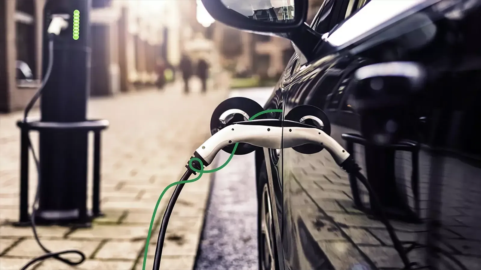 Electric car at charging station