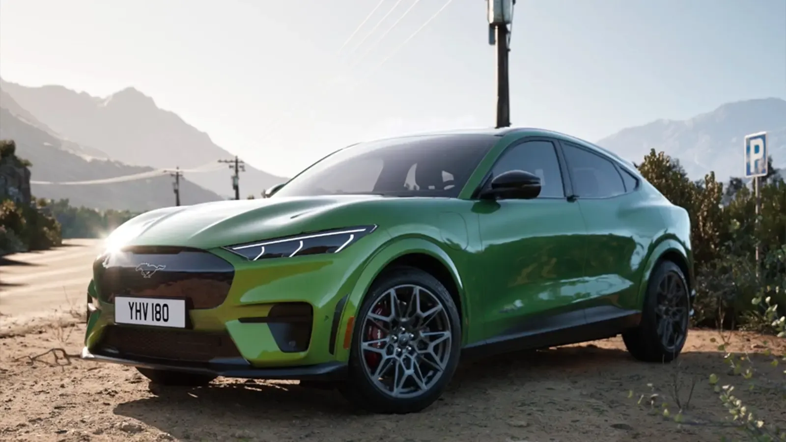A green 2025 Mustang Mach E 8