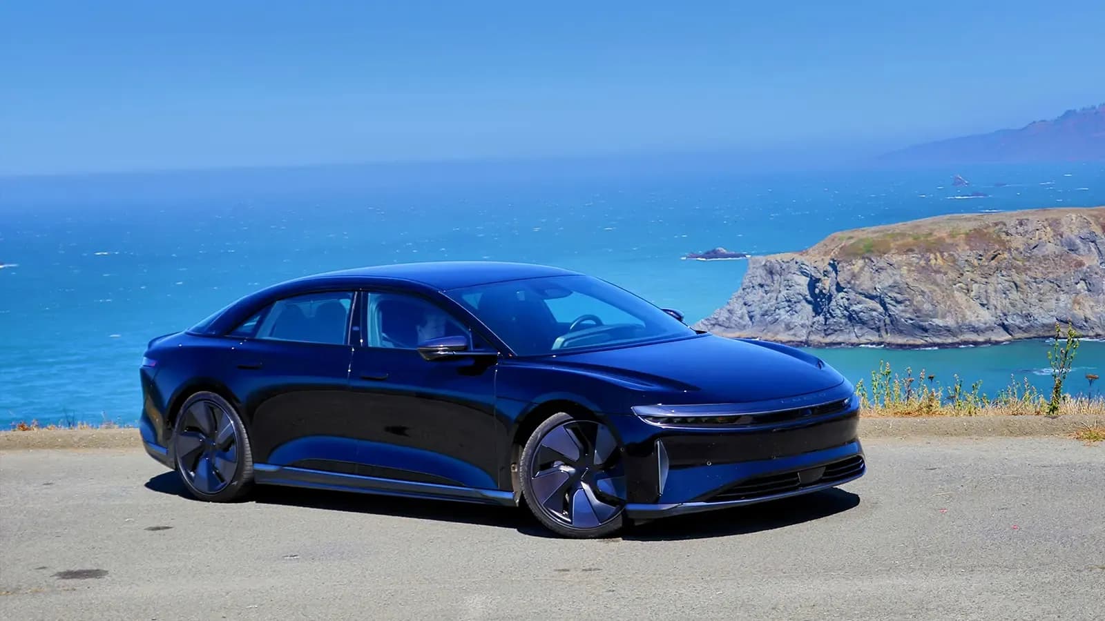 A Black 2025 Lucid Air Grand Touring