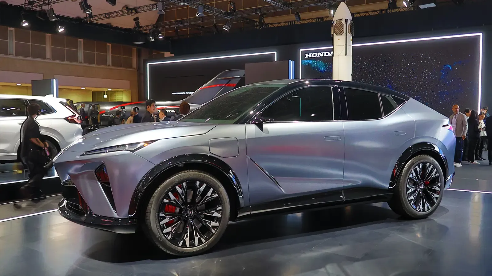 A Silver Acura RSX at the 2025 Japanese Auto show