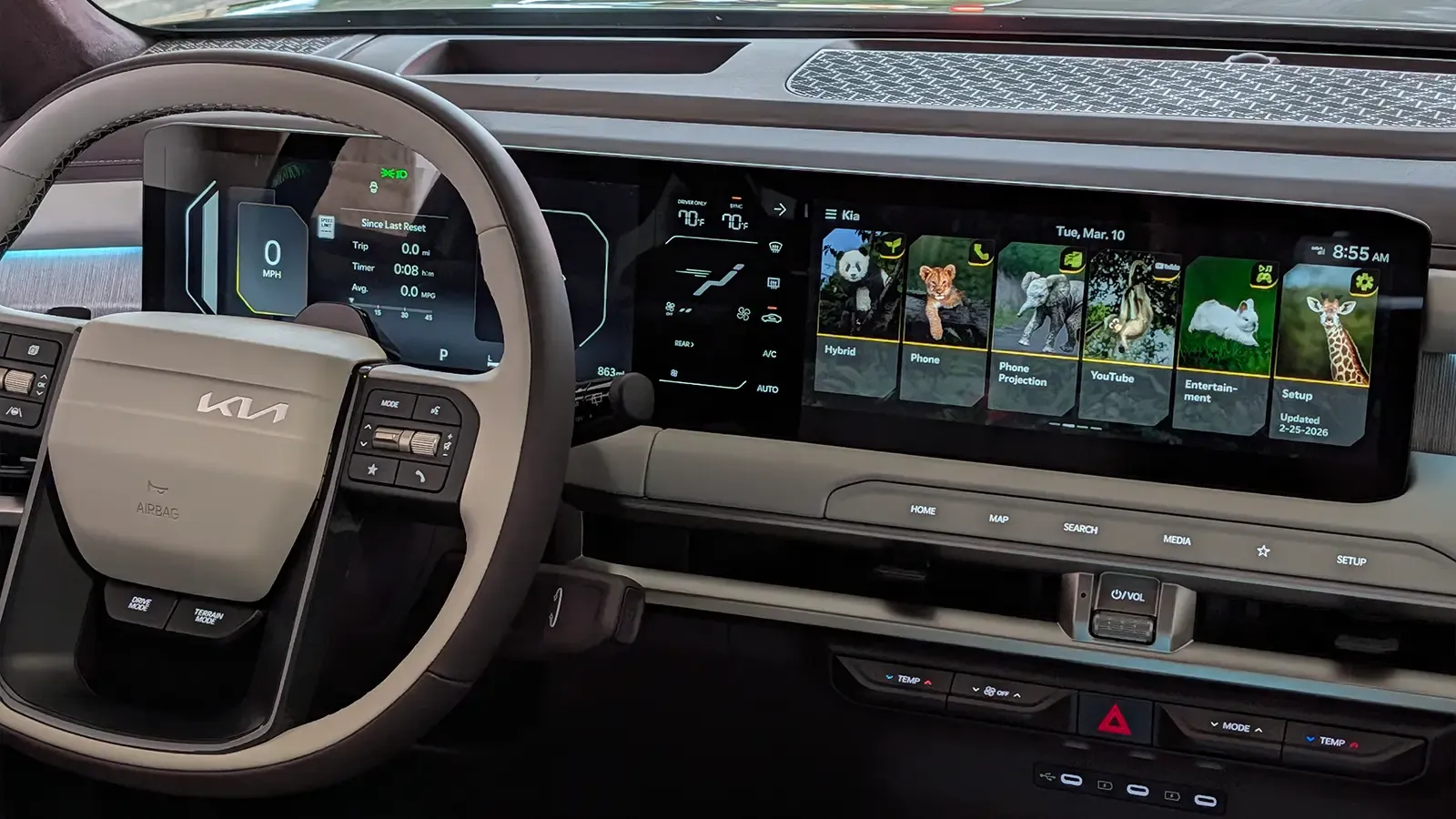 A 2027 Kia Telluride interior driver HUD